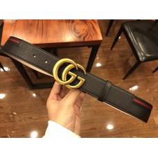 Gucci Width 3.8cm GG Buckle Belts With Web Details Black/Gold 2018