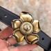 Gucci Width 2.5cm Leather Belt With Metal Flower 431438 Black 2018