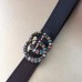 Gucci Crystal GG Buckle Leather Belts Black 2018