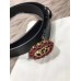 Gucci Crystal GG Buckle Leather Belts Black/Red 2018