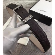 Gucci Width 3.5cm Vintage Buckle Belts With Bee In Grained Calfskin Black/Silver 2018