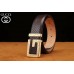 GUCCI GG BUCKLE TEXTURED  CALFSKIN BELT GOLD/SLIVER 2017