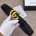 GUCCI SIMPLE BUCKLE GG TEXTURED CALFSKIN BELT GOLD/SLIVER 2017