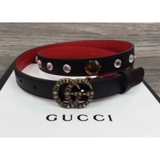 Gucci Width 20mm Crystal Belt With Double G Buckle 466749 Black 2017