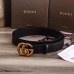 Gucci calfskin leather 3.8cm Belt bronze GG buckle(99-72403)