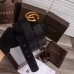 Gucci calfskin leather 3.8cm Belt bronze GG buckle(99-72403)