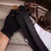 Gucci calfskin leather 3.8cm Belt bronze GG buckle(99-72403)