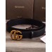 Gucci calfskin leather 3.8cm Belt bronze GG buckle(99-72403)