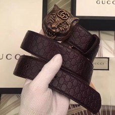 Gucci Width 3.8CM Feline Buckle Empreite Leather Belt 07 2017