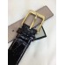 Gucci Width 3.5cm Crocodile Textured Square Buckle Belt Black/Gold 2018