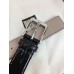 Gucci Width 3.5cm Crocodile Textured Square Buckle Black/Silver 2018