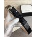 Gucci Width 3.5cm Crocodile Textured Square Buckle Black/Silver 2018