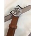 Gucci Width 2.5cm Calfkin Round Buckle Belt Brown/Silver 2018