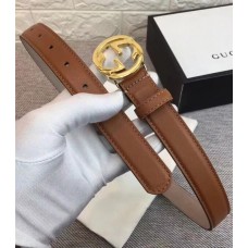 Gucci Width 2.5cm Calfkin Round Buckle Belt Brown/Gold 2018