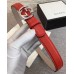 Gucci Width 2.5cm Calfkin Round Buckle Belt Red/Silver 2018