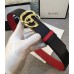 Gucci Width 3.7cm Grained Calfkin Round Buckle Double Belt  Black/Red/Gold 2018