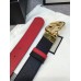 Gucci Width 3.7cm Grained Calfkin Round Buckle Double Belt  Black/Red/Gold 2018