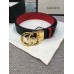 Gucci Width 3.7cm Grained Calfkin Round Buckle Double Belt  Black/Red/Gold 2018