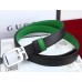 Gucci Grained Calfkin Square Buckle Double Belt  Black/Green 2018