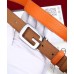 Gucci Grained Calfkin Square Buckle Double Belt Brow/Orange 2018