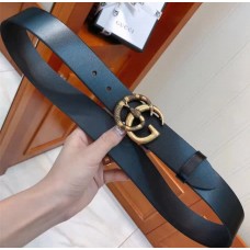 Gucci Leather Men's Belt with Snake Buckle 38mm Width Black