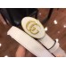 Gucci Leather Belt with Oval Enameled Buckle 20mm Width White 2018