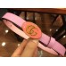 Gucci Leather Belt with Oval Enameled Buckle 20mm Width Pink 2018