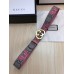 Gucci GG Print Belt with Gold Heart Buckle 35mm Width Grey/Pink 2017