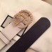 Gucci Width 3.5cm Pearl Double G Buckle Leather Belt White 2017
