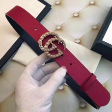 Gucci Width 3.5cm Pearl Double G Buckle Leather Belt Burgundy 2017