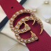 Gucci Width 3.5cm Pearl Double G Buckle Leather Belt Burgundy 2017