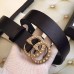 Gucci Width 3.5cm Pearl Double G Buckle Leather Belt Black 2017