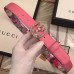 Gucci Width 3.5CM Crystal Double G Buckle Blooms Print Belt Pink 2017