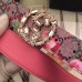 Gucci Width 3.5CM Crystal Double G Buckle Blooms Print Belt Pink 2017