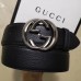 Gucci 3.8cm Wide grained Leather Belt With silver gg buckle