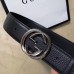 Gucci 3.8cm Wide grained Leather Belt With silver gg buckle