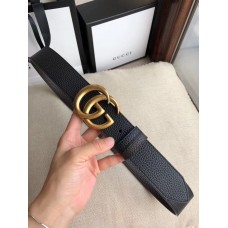 Gucci 3.8cm Wide grained Leather Belt With gold gg buckle 02