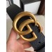 Gucci 3.8cm Wide grained Leather Belt With gold gg buckle 02