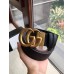 Gucci 3.8cm Wide grained Leather Belt With gold gg buckle 02