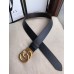 Gucci 3.8cm Wide grained Leather Belt With gold gg buckle 02