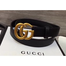 Gucci 3cm Wide Leather Belt With gold gg buckle