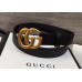 Gucci 3cm Wide Leather Belt With gold gg buckle