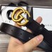 Gucci 3cm Wide Leather Belt With gold gg buckle