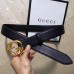 Gucci 3.8cm Wide grained Leather Belt With gold gg buckle