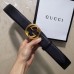 Gucci 3.8cm Wide grained Leather Belt With gold gg buckle