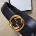 Gucci 3.8cm Wide grained Leather Belt With gold gg buckle