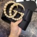 Gucci 7cm Wide Leather Belt With Pearl Double G