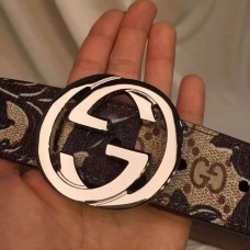 Gucci Arabesque canvas belt with interlocking G black