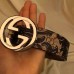 Gucci Arabesque canvas belt with interlocking G black