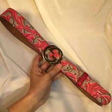 Gucci Arabesque canvas belt with interlocking G red